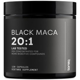 Black Maca Root - Ultra High Potency 20:1 Extract - Single Origin, Wildcrafted & Highly Concentrated - Third-Party Lab Tested - 120 Capsules
