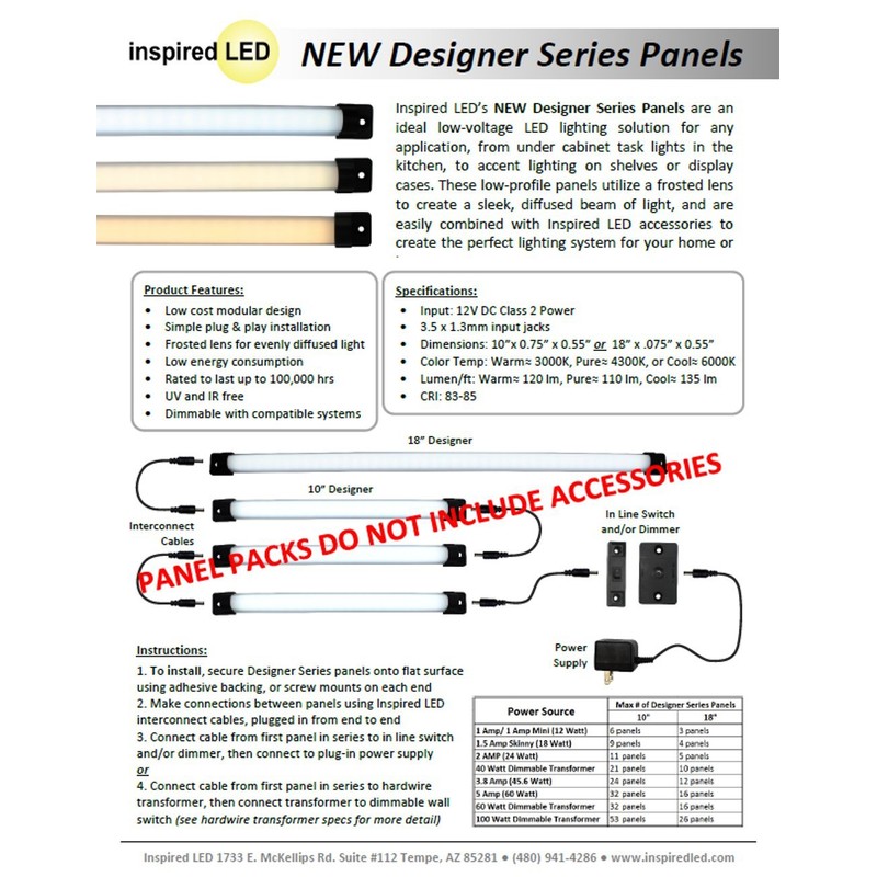 Inspired LED New Under Cabinet Lighting Designer Series 18" 6-Panel