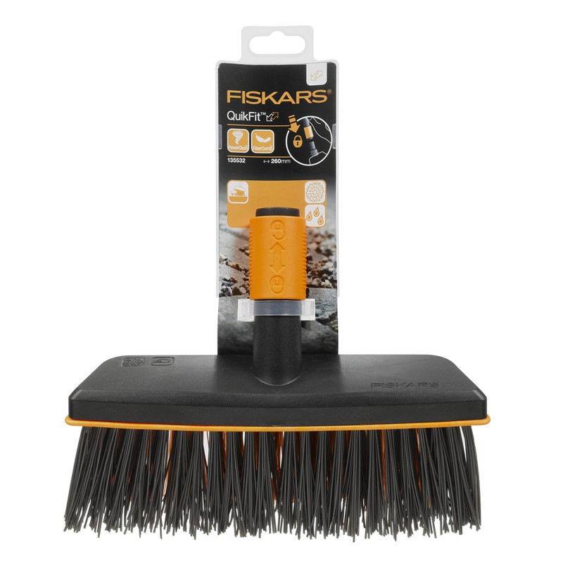 Fiskars 1001417 Cepillo para terrazas, 29x7x28 cm, Black/Orange
