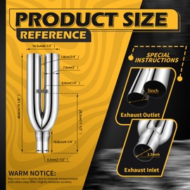 DREAMOTOR Exhaust Tips, Universal Dual Punta De Escape Para Carro 2.5" Inlet 3" Outlet 19" Length, Tail Pipe Exhaust Tips Compatible with Dodge Challenger SXT Honda Accord VW Chevy Camaro SS ZL1