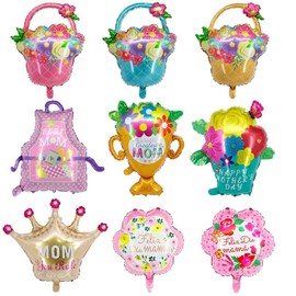 Vocoliday 9PCS Happy Mother’s Day Balloons Crown Balloons Mother's day Party Decorations for Happy Mothers Day Birthday Wedding Party Decorations