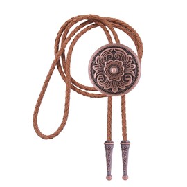 GelConnie Brown Bolo Tie Men Costume Bronze Bolo Tie for Men Womens Bolo Ties Handknited Faux Leather Necktie