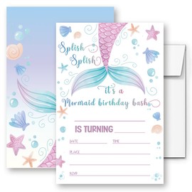 LoaHak Mermaid Birthday Party Invitation, Under The Sea Birthday, mermaid birthday decorations, under the sea party decorations.(017)
