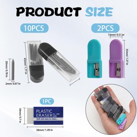 2B Compass Leads Set with Eraser and Compass Sharpener - High-Quality Replacement Leads for Compass with 2 mm Diameter, Graphite Leads for Precise Drawings, for Mathematical Drawing Creation, Pack of