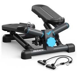 MERACH 【Mother's Day Gift】MERACH Mini Stepper for Exercise, Twist Stair Stepper 330LBS Capacity, Stepper Exercise Equipment with Resistance Bands for Full Body Workout at Home - Style: pink