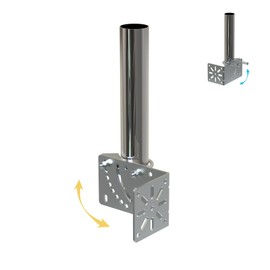 Amazmount 1.5" Diameter Universal Outdoor Adjustable Antenna Mount Pole Bracket to Wall 10" Length Antenna Mast Mounting Pole Clamp Kit