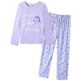 VENTELAN Women Pajamas Cute Owl Sleepwear Comfy Pajama Pants Long Sleeve Night Suits