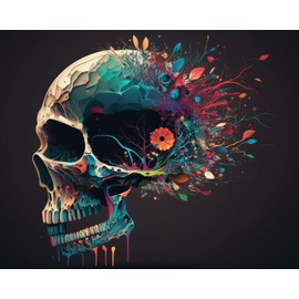 TISHIRON Paint by Numbers for Adults Beginners Art of Brain Paint by Number Abstract Human Skull Oil Painting,DIY Paint by Numbers Kits Canvas Paintworks Digital Painting for Adults,16x20inch