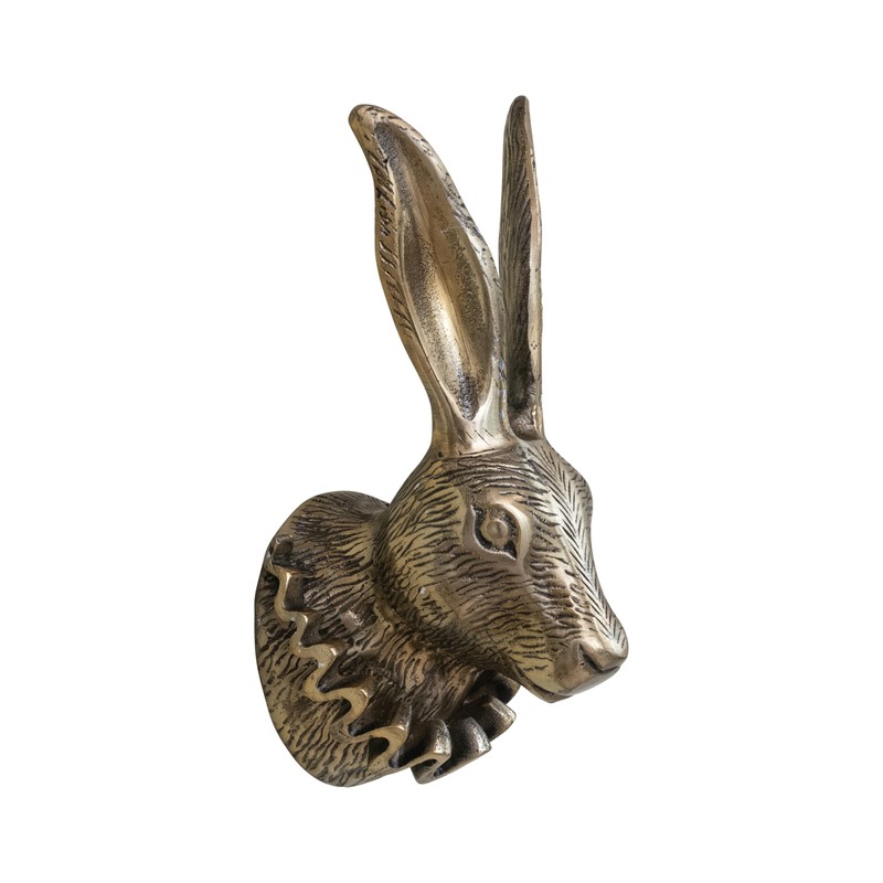 Creative Co-Op Cast Aluminum Rabbit Head with Ruff Collar Wall