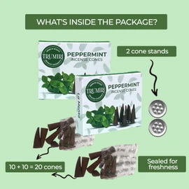 TRUMIRI Peppermint Incense Cones - Total 20 Cone Incense - Dual Pack of 10 Insence Cones - Incense Cones Scented - Cone Incense Scents - Insense Cones - Incent Cone