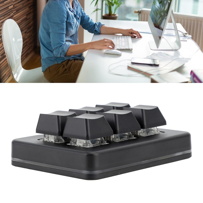 6 Key Gaming Keyboard Wired USB 2.4G Bluetooth Macro Programming