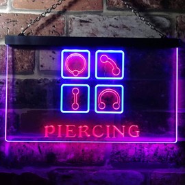 Piercing Shop Dual Colour LED Bar Light Neon Light Advertising Neon Sign Blue & Red 300 x 210 mm st6s32-i0325-br