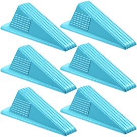 Frienda 6 Pcs Jumbo Door Stoppers Heavy Duty Door Stopper Tall up to 2inch Tall Wedge TPR Large Wedge Stackable Big Rubber Doorstop for Hotel Carpet Hardwood Concrete and Tile (Blue)
