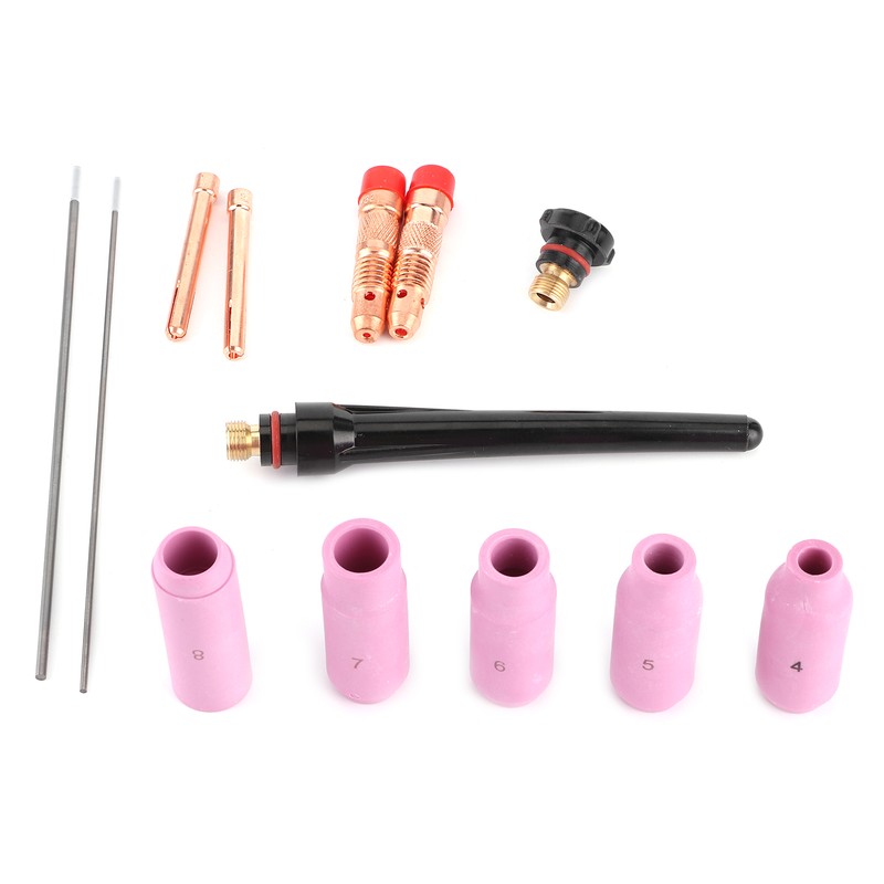 13Pcs/Set Welding Nozzle TIG Gas Lens Ceramic Contact Tip with