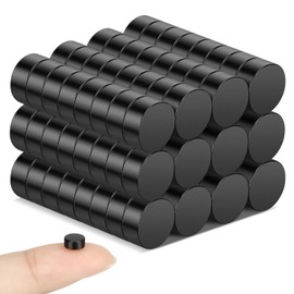 Wukong Black Small Magnets 6mm X 3mm | 100 Pack, Mini Strong Fridge Magnets, Tiny Round Manget for Craft DIY Whiteboard Refrigerator Home Office