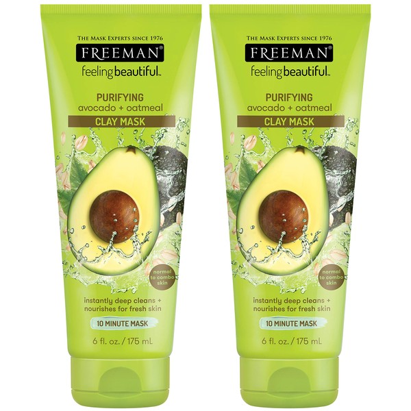 Freeman Feeling Beautiful Facial Clay Masque Avocado & Oatmeal 6 oz (Pack of 2)