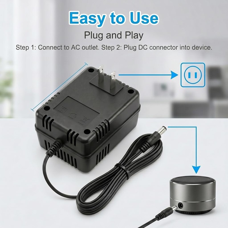 AC to AC Wall Adapter Transformer 12V Straight 2.1 mm
