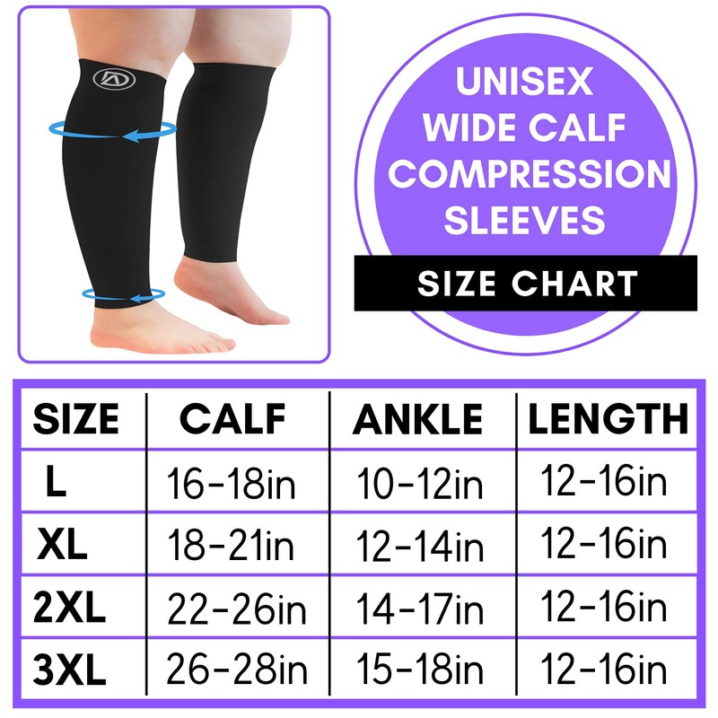 Dominion Active Plus Sized Compression Calf Sleeves for Wide Calf