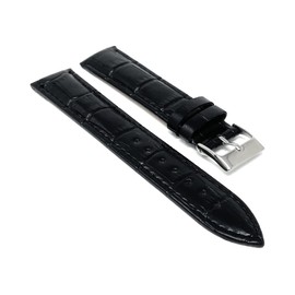 Bandini 18mm Womens Italian Leather Watch Band Strap - Black - Alligator Pattern