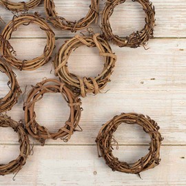 Pack of 36 Mini Grapevine Wreaths - 3 inch Small Natural Dried Vine Twig Rings for Napkin Rings, Crafts, and Decorations by Factory Direct Craft