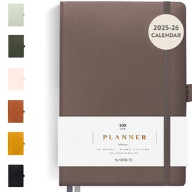 Scribble & Dot® A Daily Planner, Weekly and Monthly Planner | Achieve Your Goals With This Daily Productivity Planner, A5 size, Hardcover Agenda. Start Anytime (Mocha)