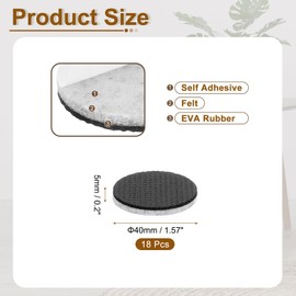 uxcell 18 Pcs Felt & EVA Furniture Pads, 1 5/8" (40mm) Round Furniture Feet Wood Floor Protectors Self Adhesive for Protecting Hardwood Floors, Table Legs and Chair Legs, Gray+Black
