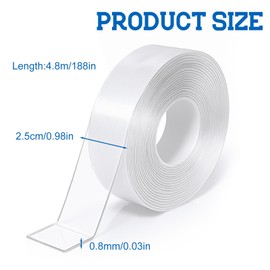 Curtain Rod Slide Smooth Tape 15.74 FT Clear Drapery Ring Smooth Tapes Quiet Shower Ring Tape for Preventing Shower Curtains Rings from Getting Stuck in The Curtain Rods and Catching On Rods Connector