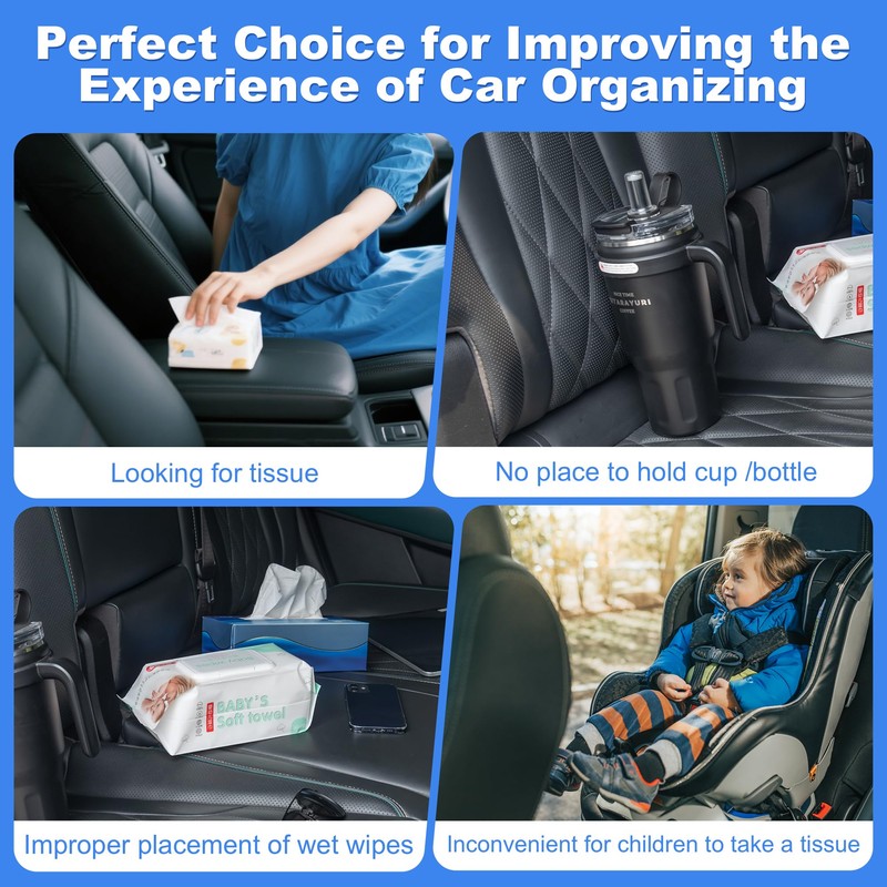 Upgraded Car Seat Back Organizer With Extra Large Tissue Holder