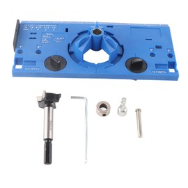 35mm Hinge Boring Jig Woodworking Hinge Hole Drilling Guide Locator with Cutter and 1/16in Bit Blue