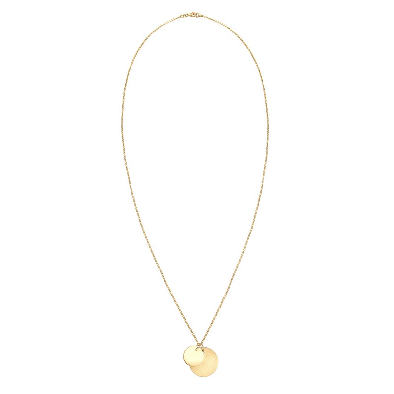 Elli Women's Pea Chain Necklace Plate Circle Duo Brushed in