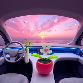 YuanHolumid Cute Solar Dancing Flower Car Dashboard Decorations - Funny Solar Powered Dancing Flower Pot Car Ornaments Flower Swinging Toy for Car Decor Funny Gifts for Friends Solar Power Kits