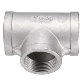HARFINGTON Tee Pipe Fitting (1-1/4" x 1-1/2" x 1-1/2") NPT Female 304 Stainless Steel t Shaped Reducer 3 Way T-Connector for Industrial Connection Water Air Gas Oil Fuel