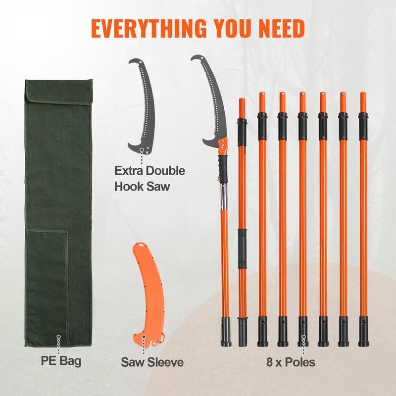 VEVOR Manual Pole Saw, 7.3-27 ft Extendable Tree Pruner, Sharp