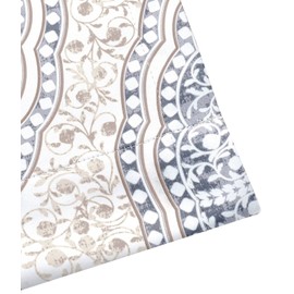 DriftAway Adrianne Damask and Floral Pattern Window Curtain Valance 52 Inch by 20 Inch Beige and Gray