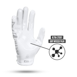 Nxtrnd G1 Pro Men's Football Gloves, Adult Sticky Receiver Gloves (White, Medium)