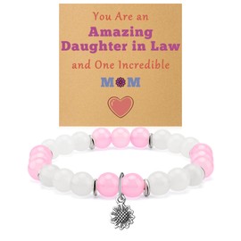 Dabihu Daughter in Law Bracelets with Gifts Cards Wedding Gifts for Bride from Mother Father in Law Future Bonus Daughter Beaded Bracelets Bridal Shower Christmas Mothers Day Birthday Present Jewelry