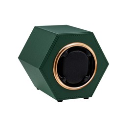 Mcbazel Automatic Watch Winder,PU Leather Watch Winder Box Single Watch for 1 Watch Display Storage Wristwatch with Quiet Motor Auto Turner USB C Powered-Dark Green