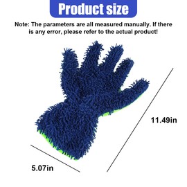 UHANBUT 2PCS Car Wash Mitts, Double Sided Chenille Microfiber Dusting Gloves with 5-Finger Design, Anti-Scratch Auto Interior Exterior Detailing Mitt for Cleaning Wheel Tight Spot (Blue)