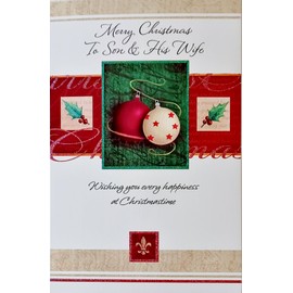 Greeting Card Merry Christmas To Son and Daughter-in-Law - Wishing You Every Happiness At Christmastime, White