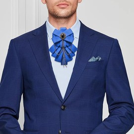 [FYBownot] 男女兼用 チェーンフリンジ 多層 蝶ネクタイ 制服リボン リボンタイ ピン＋ゴム 調整可能 蝶結び 復古 イギリス風 制服小物 ボウタイ 花婿 司会者 結婚式 宴会 ビジネス