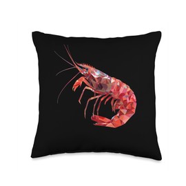 Cherry Shrimp Low Poly Art Throw Pillow
