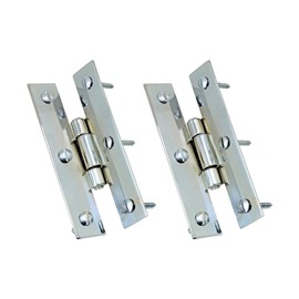 Renovators Supply Manufacturing Kitchen Cabinet Hinges Single Pack H-Shape Flush Mounted Cabinet Window Door Hinges Solid Cast Brass Chrome Polished Furniture Hardware with Mounting Screws Pack of 2