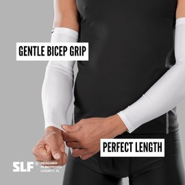 SLEEFS] Football Arm Sleeves - Breathable Compression Arm Sleeves - Adult Size - Polyester/Spandex Construction Keeps Arms Dry and Protected - Football/Soccer/Baseball/Running - 1 Pair - White