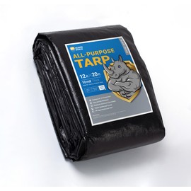 GUARD SHIELD Tarps Heavy Duty Waterproof 12x20 Feet Black Poly Tarp Cover Outdoor Thick UV Resistant Tarpaulin with Grommets 10mil