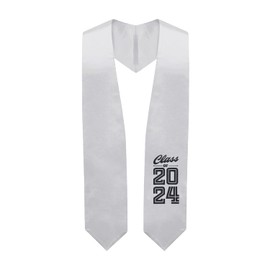 Endea Graduation Stole Class of 2024 With Classic Tips - Unisex Adult - 62" Long - Graduation Sash (Silver)
