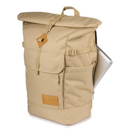 JanSport Hatchet Rolltop Backpack - 17-inch Padded Laptop Sleeve, Spacious Main Compartment, Dual Water Bottle Pockets, Travertine