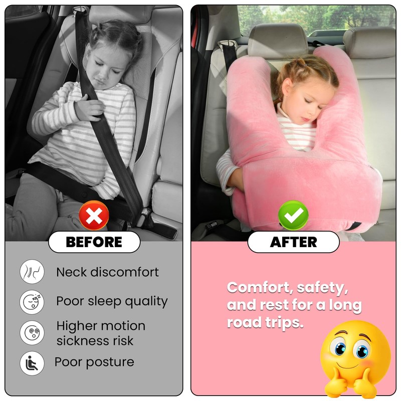 MOAOO Travel Pillow Car Pillow for Kids, Car Sleeping Pillow