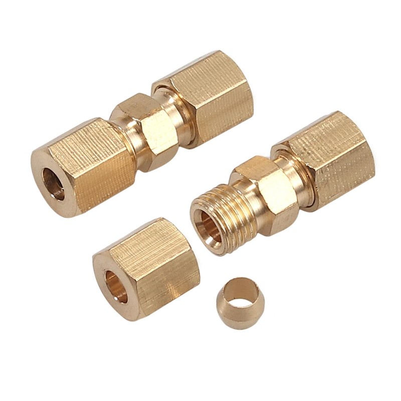 Bohaner 10 Pcs Straight Brass Brake Line Compression Fitting Unions