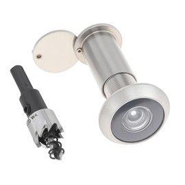 Door Viewer Peephole,Solid Brass 200 Degree Peep Hole with 16 MM Drill Bit for 1-1/2" to 2-3/8" Doors,5/8 Inch Door Eye Viewer with Privacy Cover, 2×Peephole+2×Drill Bit (2, Brushed Nickel)