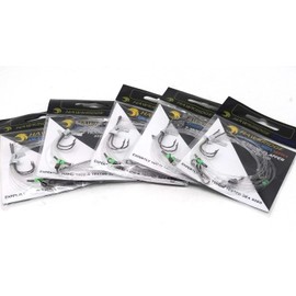 HAWKRIDGE RIG PRO SERIES - 5 Packs of Double Hook Type Commercial Quality FLAPPER Ready Tied Rigs - Ideal for Sea and Shore Fishing (5 pack - 2 Hook - Size 1/0)